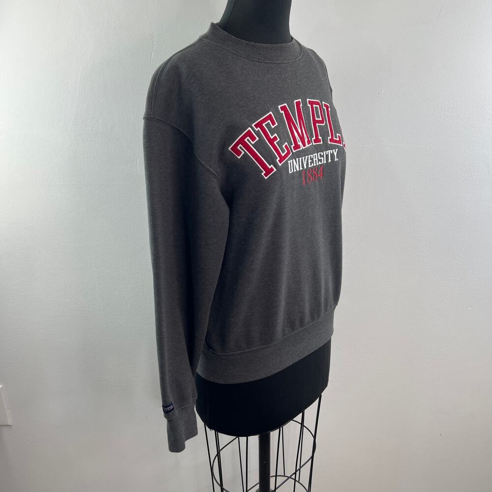 JanSport Temple University 1884 Gray Sweatshirt Cotton Crew Pullover Sz S Small - Picture 5 of 8